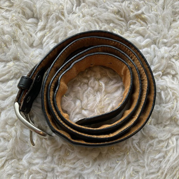 Genuine Leather Belt Mens Waist 46” Black Dress Casual Work Career - Picture 1 of 5